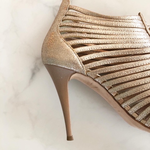 GIUSEPPE ZANOTTI Rose Gold Glitter Caged Heels - Picture 7 of 9